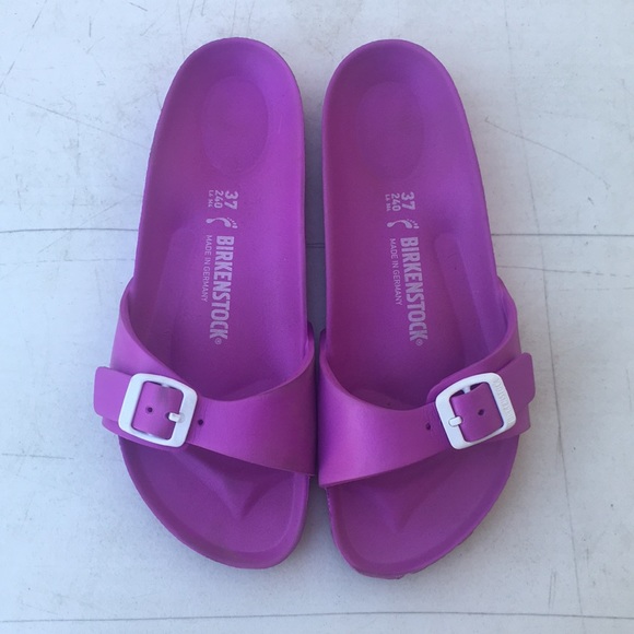 purple plastic birkenstocks